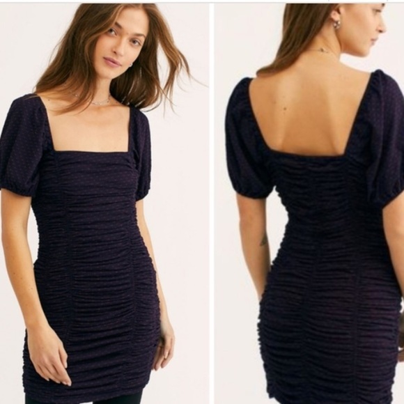 FREE PEOPLE POLKADOT SCRUNCH DRESS NWT XS - Picture 2 of 3